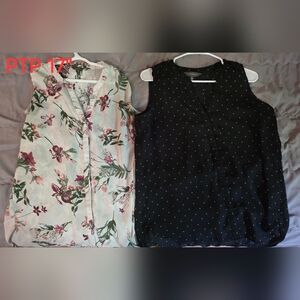 #22. $2/10Denver Hayes Floral and Polka Dot Button Down Shirts - Black and White